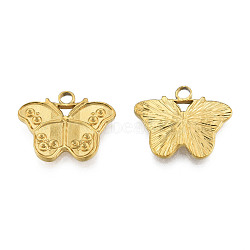 304 Stainless Steel Pendant Rhinestone Settings, Butterfly, Real 18K Gold Plated, Fit For 1mm Rhinestone, 18x22.5x2.5mm, Hole: 2.5mm(STAS-N098-219LG)