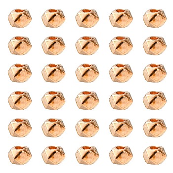 Polyhedron Alloy Finding Beads, Lead Free & Cadmium Free, Rose Gold, 3x3x3mm, Hole: 1mm