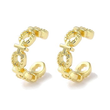 Rack Plated Brass Cuff Earring, Long-Lasting Plated, Lead Free & Cadmium Free, Cross, Real 18K Gold Plated, 12x3.5x11mm