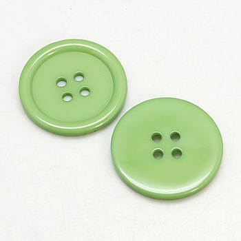 Resin Buttons, Dyed, Flat Round, Light Green, 18x3mm, Hole: 2mm, 395pcs/bag
