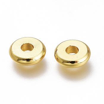 Brass Spacer Beads, Long-Lasting Plated, Flat Round, Golden, 6x1.5mm, Hole: 1.8mm