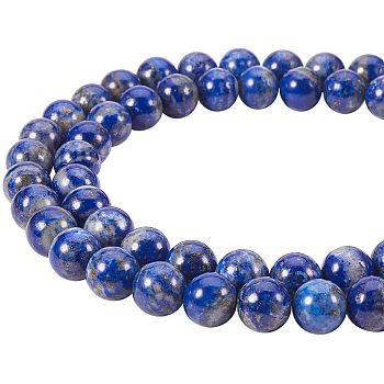 Natural Lapis Lazuli Bead Strands, Grade A, Round, 8mm, Hole: 1mm, about 48pcs/strand, 16 inch, 1strand/set