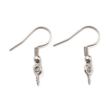 304 Stainless Steel Earring Hooks, Ear Wire with Pinch Bails, Stainless Steel Color, 21 Gauge, 25.5mm, Pin: 0.7mm and 1mm