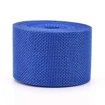 Polyester Imitation Linen Wrapping Ribbon, for Crafts Decoration, Royal Blue, 2 inch(50mm), about 5.47 Yards(5m)/Roll