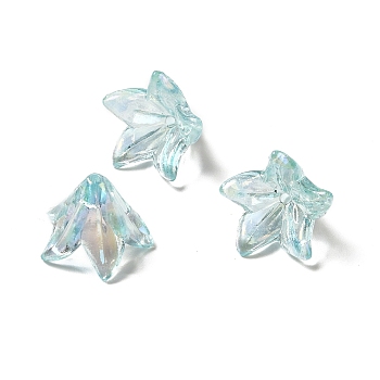 Transparent Acrylic Bead Caps, Lily Flower, Pale Turquoise, 16x12mm, Hole: 1.2mm, 825pcs/500g