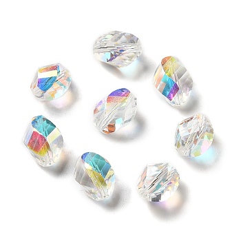 Glass Imitation Austrian Crystal Beads, Faceted, Nugget, Clear AB, 13x10x10mm, Hole: 1mm
