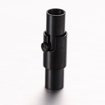 304 Stainless Steel Locking Tube Magnetic Clasps, Column, Electrophoresis Black, 16x5mm, Hole: 3mm