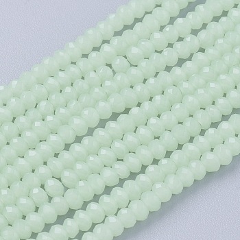 Imitation Jade Glass Beads Strands, Faceted, Rondelle, Light Green, 3x2~2.5mm, Hole: 0.5mm, about 186~190pcs/strand, 17 inch