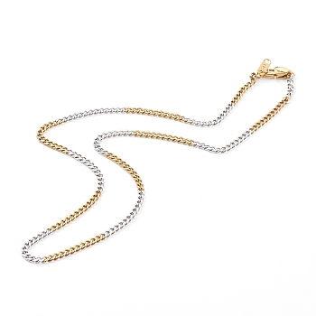 304 Stainless Steel Curb Chain Necklaces, with Lobster Claw Clasps, Golden & Stainless Steel Color, 17.51 inch(44.5cm), 3mm