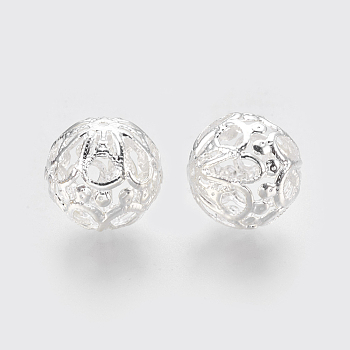 Iron Filigree Beads, Filigree Ball, Round, Silver, 20x19mm, Hole: 1.2mm