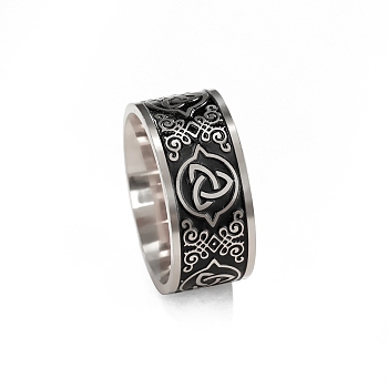 Stainless Steel Enamel Triquetra/Trinity Knot Finger Rings, Claddagh Ring, Stainless Steel Color, Inner Diameter: 20mm
