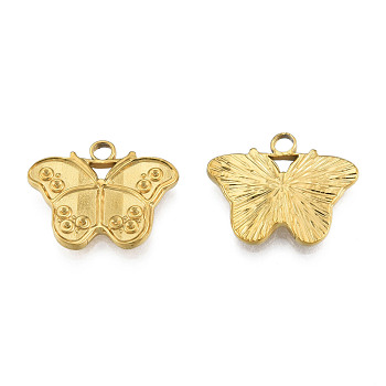 304 Stainless Steel Pendant Rhinestone Settings, Butterfly, Real 18K Gold Plated, Fit For 1mm Rhinestone, 18x22.5x2.5mm, Hole: 2.5mm