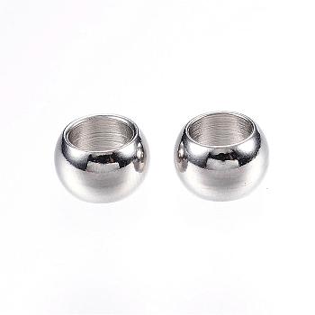 201 Stainless Steel Beads, Rondelle, Large Hole Beads, Stainless Steel Color, 8x5mm, Hole: 5mm