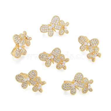 Brass Pave Clear Cubic Zirconia Twister Clasps(KK-A165-06G)-2