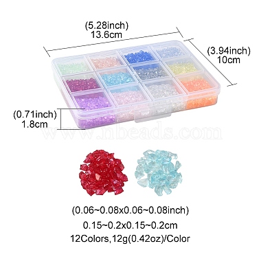 144g 12 colores de cuentas de vidrio galvanizado transparente(GLAA-YW0001-93)-3