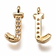 Brass Micro Pave Clear Cubic Zirconia Charms(ZIRC-B002-39G-J)-2