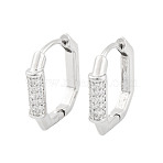 Rack Plating Brass Micro Pave Clear Cubic Zirconia Hoop Earrings for Women, Cadmium Free & Lead Free, Long-Lasting Plated, Platinum, 14x2mm(EJEW-P278-02P)