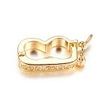 Brass Micro Pave Cubic Zirconia Twister Clasps, Cadmium Free & Lead Free, Golden, 15x8x3mm(ZIRC-P062-07G)