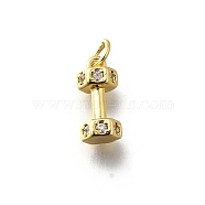 Brass Micro Pave Cubic Zirconia Charms, Dumbbell, Rack Plating, Cadmium Free & Lead Free, Long-Lasting Plated, with Jump Ring, Real 18K Gold Plated, 13.5x7x5.5mm, Hole: 3mm(KK-P295-19G)