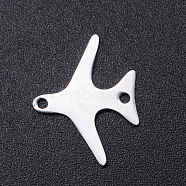 201 Stainless Steel Links connectors, Laser Cut, Plane, Stainless Steel Color, 18x14x1mm, Hole: 1.5mm(STAS-S105-T905-1)