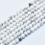 Natural Howlite Beads Strands, Round, 4mm, Hole: 1mm, about 86pcs/strand, 15 inch(38cm)(X-G-P353-01-4mm)