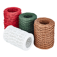 Handmade Iron Wire Paper Rattan & Iron Wire Paper Cords String, Woven Paper Rattan, Mixed Color, 2mm, 50m/roll, 4rolls/set(OCOR-PH0003-77)