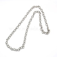 Fashionable 304 Stainless Steel Side Twisted Chain Necklaces, with Lobster Claw Clasps, Stainless Steel Color, 21 inch~22 inch(53.3~55.9cm)x6mm(STAS-A028-N073P)