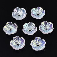 5-Petal Electroplate Acrylic Bead Caps, Flower, WhiteSmoke, 11x11x3.5mm, Hole: 1.5mm(PACR-T014-05)