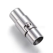 304 Stainless Steel Locking Tube Magnetic Clasps, Column, Stainless Steel Color, 17x7mm, Hole: 5mm(STAS-D159-31)