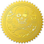 Self Adhesive Gold Foil Embossed Stickers, Medal Decoration Sticker, Skull Pattern, 5x5cm(DIY-WH0211-173)