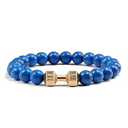 Blue turquoise alloy dumbbell jewelry bracelet for men's high-end and versatile accessories(GK5142-10)