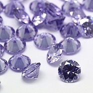 Cubic Zirconia Cabochons, Grade A, Faceted, Diamond, Lilac, 3x2mm(ZIRC-M002-3mm-004)