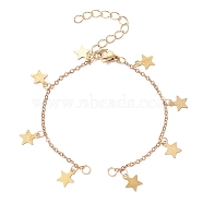 Star Brass Charm Cable Chain Link Bracelet Making, with Lobster Claw Clasp, Fit for Connector Charms, Golden, 6-1/8 inch(15.6cm)(AJEW-JB01150-46)