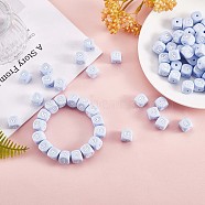 108 Pcs White Cube Silicone Beads Letter Number Square Dice Alphabet Beads with 2mm Hole Spacer Loose Letter Beads for Bracelet Necklace Jewelry Making, Blue, 12mm, Hole: 2mm(JX438C)
