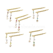 Iron Shell Pearl Hair Bobby Pin, Star & Heart 304 Stainless Steel Charms Hair Accessories, Golden, 42~43mm(PHAR-JH00107)