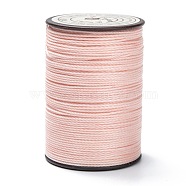 Round Waxed Polyester Thread String, Micro Macrame Cord, Twisted Cord, for Leather Sewing Stitching, Pink, 0.65mm, about 87.48 yards(80m)/roll(YC-D004-02D-004)