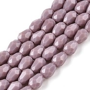 Opaque Solid Color Imitation Jade Beads Strands, Faceted, Teardrop, Rosy Brown, 6x4mm, Hole: 0.9mm, about 65~67pcs/strand, 15.35~16.14 inch(39~41cm)(EGLA-N013-P4mm-D09)