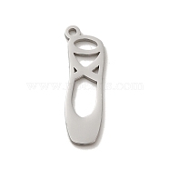 304 Stainless Steel Pendants, Laser Cut, Ballet Shoes Charm, Stainless Steel Color, 25x8x1mm, Hole: 1.5mm(STAS-O005-16P)