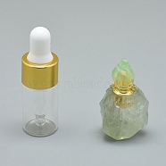 Natural Fluorite Openable Perfume Bottle Pendants, with Brass Findings and Glass Essential Oil Bottles, 36~39x21~25x15~19mm, Hole: 1.2mm, Glass Bottle Capacity: 3ml(0.101 fl. oz), Gemstone Capacity: 1ml(0.03 fl. oz)(G-E556-19C)