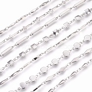 304 Stainless Steel Link Chain Bracelets, with Lobster Claw Clasps, Mixed Shapes, Stainless Steel Color, 7-5/8 inch~8-3/8 inch(19.3~21.3cm)(BJEW-P239-18)