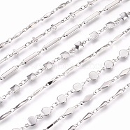 Tarnish Resistant 304 Stainless Steel Link Chain Bracelets, with Lobster Claw Clasps, Mixed Shapes, Stainless Steel Color, 7-5/8 inch~8-3/8 inch(19.3~21.3cm)(BJEW-P239-18)