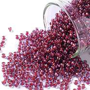 TOHO Round Seed Beads, Japanese Seed Beads, (304) Inside Color Light Sapphire/Hyacinth Lined, 11/0, 2.2mm, Hole: 0.8mm, about 1110pcs/bottle, 10g/bottle(SEED-JPTR11-0304)