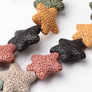 Natural Lava Rock Beads Strands, Starfish/Sea Stars, Dyed, Mixed Color, 24~25x7~8mm, Hole: 1mm, about 18pcs/strand, 15 inch(X-G915-12)