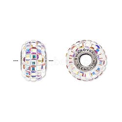 Austrian Crystal Rhinestone Beads, 80201, Crystal Passions, Large Hole BeCharmed Pavé with Xilion-cut Square, 001AB_Crystal AB, 15mm, Hole: 4.5mm(80201-001AB)