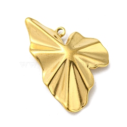 Ion Plating(IP) 304 Stainless Steel Pendants, Real 18K Gold Plated, Leaf, 27x31x3.5mm, Hole: 1.6mm(STAS-P341-17B-G)