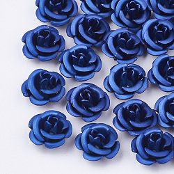 Aluminum Beads, Frosted, Long-Lasting Plated, 5-Petal Flower, Royal Blue, 6~6.5x4mm, Hole: 0.8mm(FALUM-T001-03A-37)