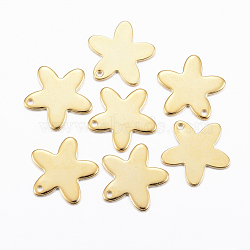201 Stainless Steel Charms, Flower, Golden, 13x14x1mm, Hole: 1mm(STAS-H557-44G)