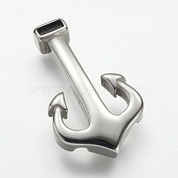 304 Stainless Steel Anchor Hook Clasps, For Leather Cord Bracelets Making, Stainless Steel Color, 39x23x6.5mm, Hole: 3x6mm(STAS-F063-58)