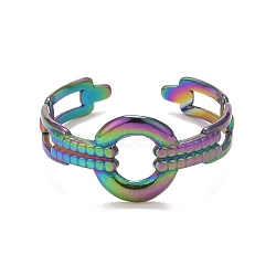 Rainbow Color Ion Plating(IP) 304 Stainless Steel Ring Open Cuff Ring for Women, US Size 8(18.1mm)(RJEW-A005-18)