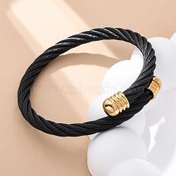 304 Stainless Steel Torque Bangles for Women Men, Black, 5/8 inch(1.65cm), Inner Diameter: 2-1/4x2-1/4 inch(5.8x5.55cm)(BJEW-G584-18G-01)